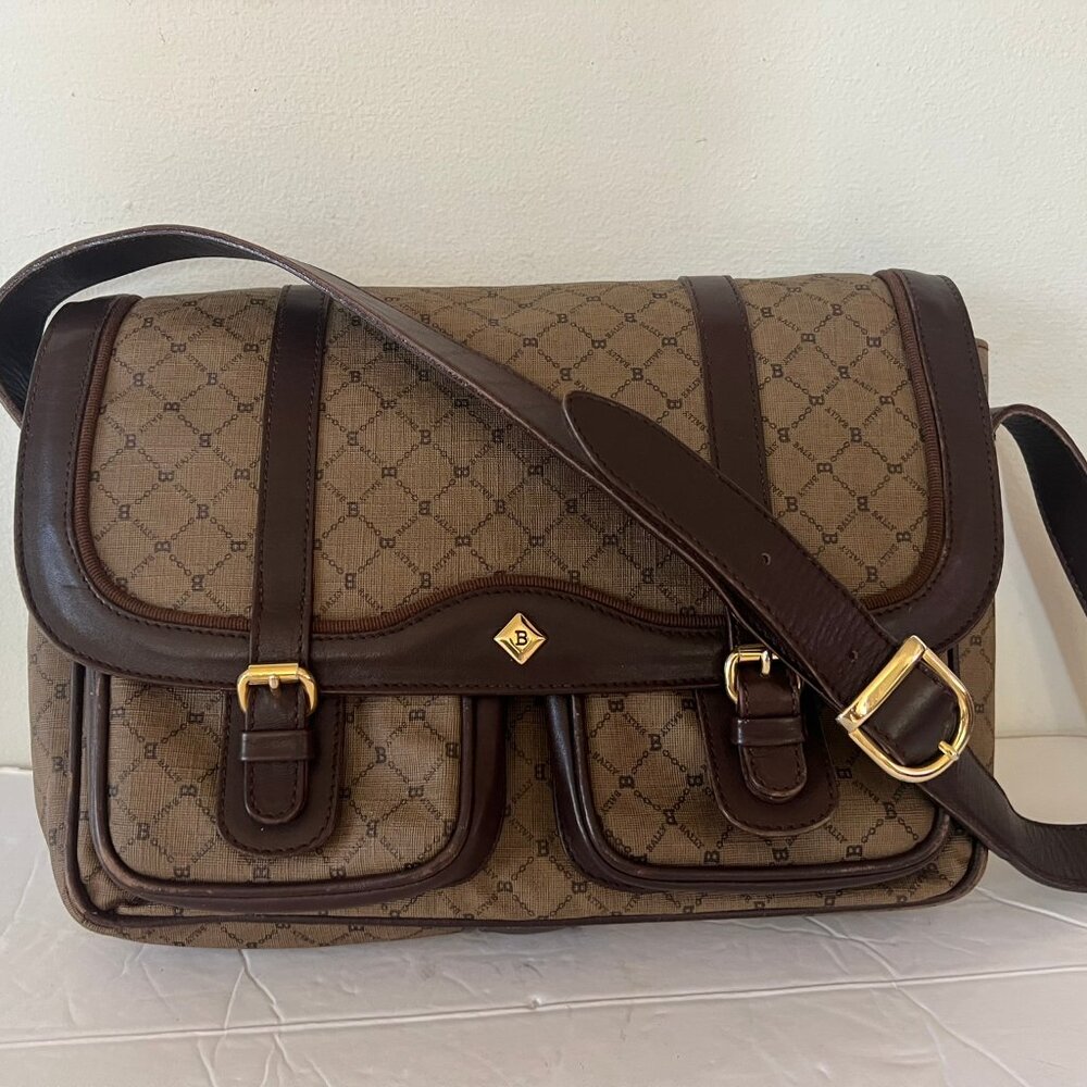 VINTAGE 90'S BALLY SIGNATURE LOGO CROSSBODY SMALL MESSENGER BAG